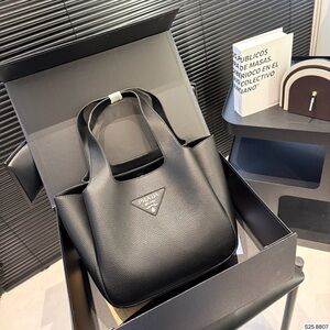 Prada Black Pebbled Leather Men's Tote